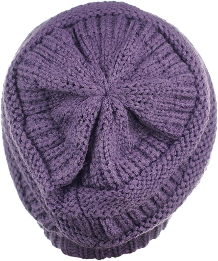 imageCC Trendy Warm Chunky Soft Stretch Cable Knit BeanieViolet