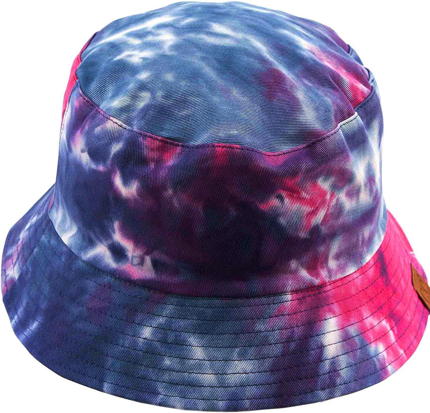 imageCC Unisex Packable Bucket Sun Beach Pool Fisherman HatTie Dyed NavyHot Pink