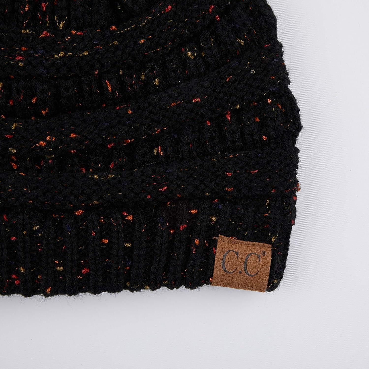 imageCC Unisex Ribbed Confetti Knit Beanie HAT33Black