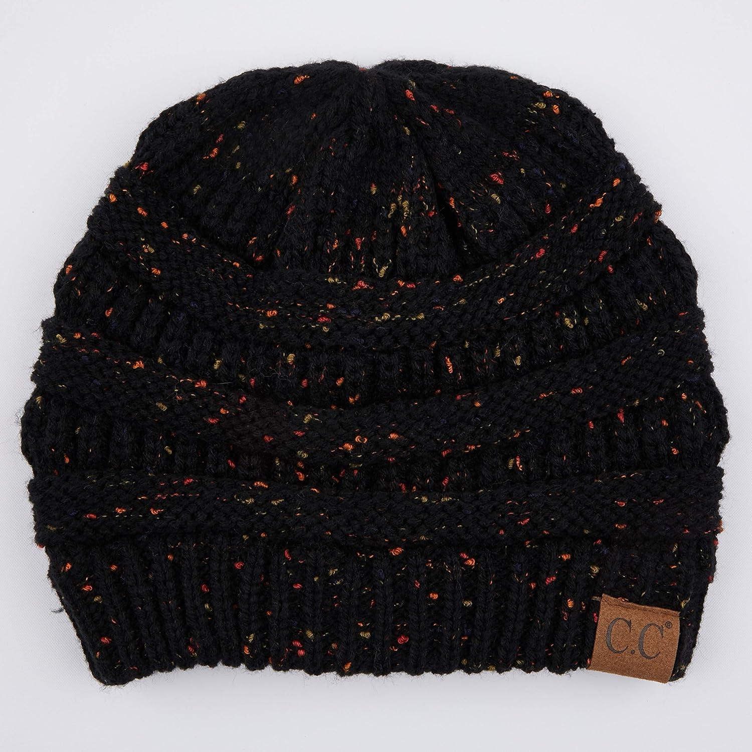 imageCC Unisex Ribbed Confetti Knit Beanie HAT33Black