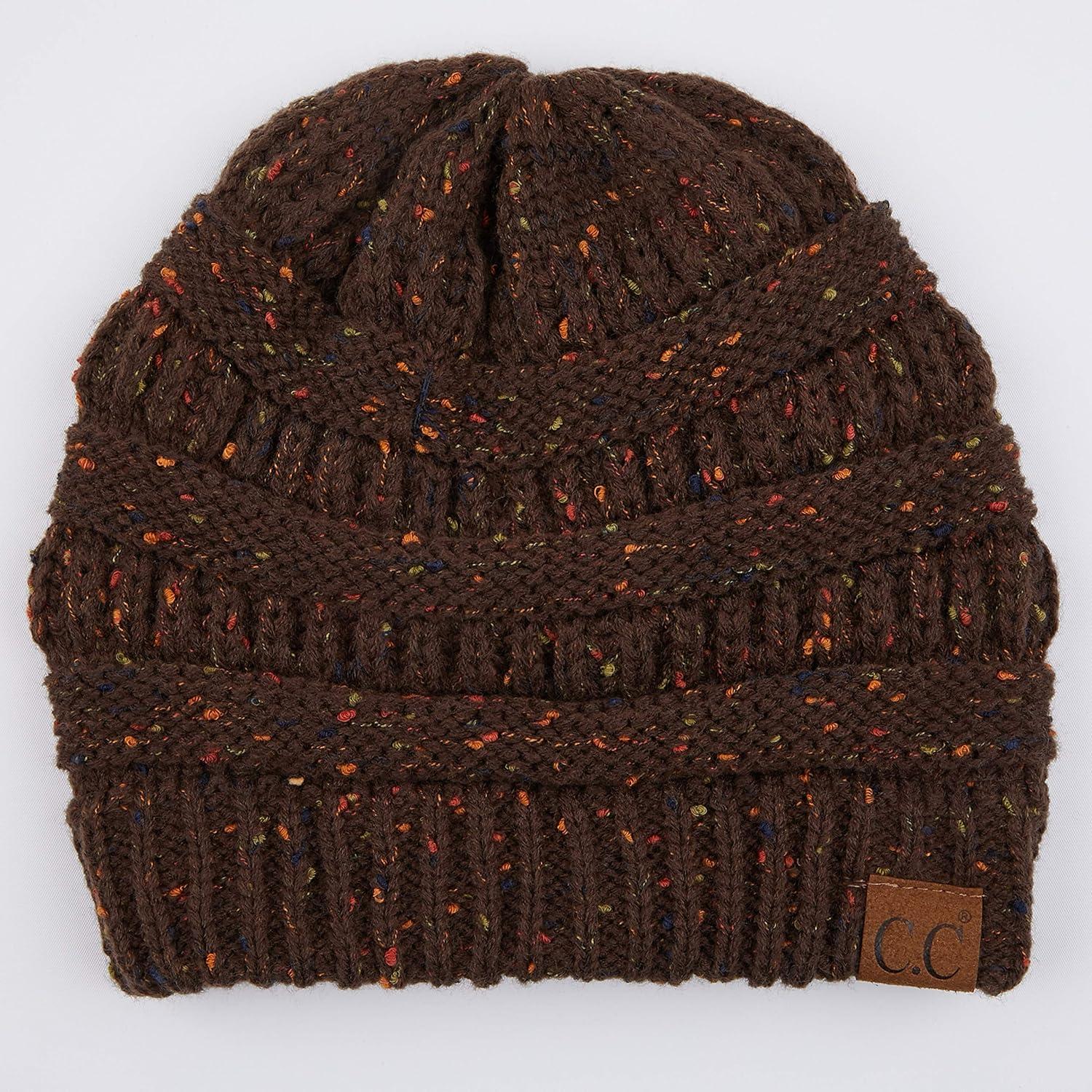 imageCC Unisex Ribbed Confetti Knit Beanie HAT33Brown