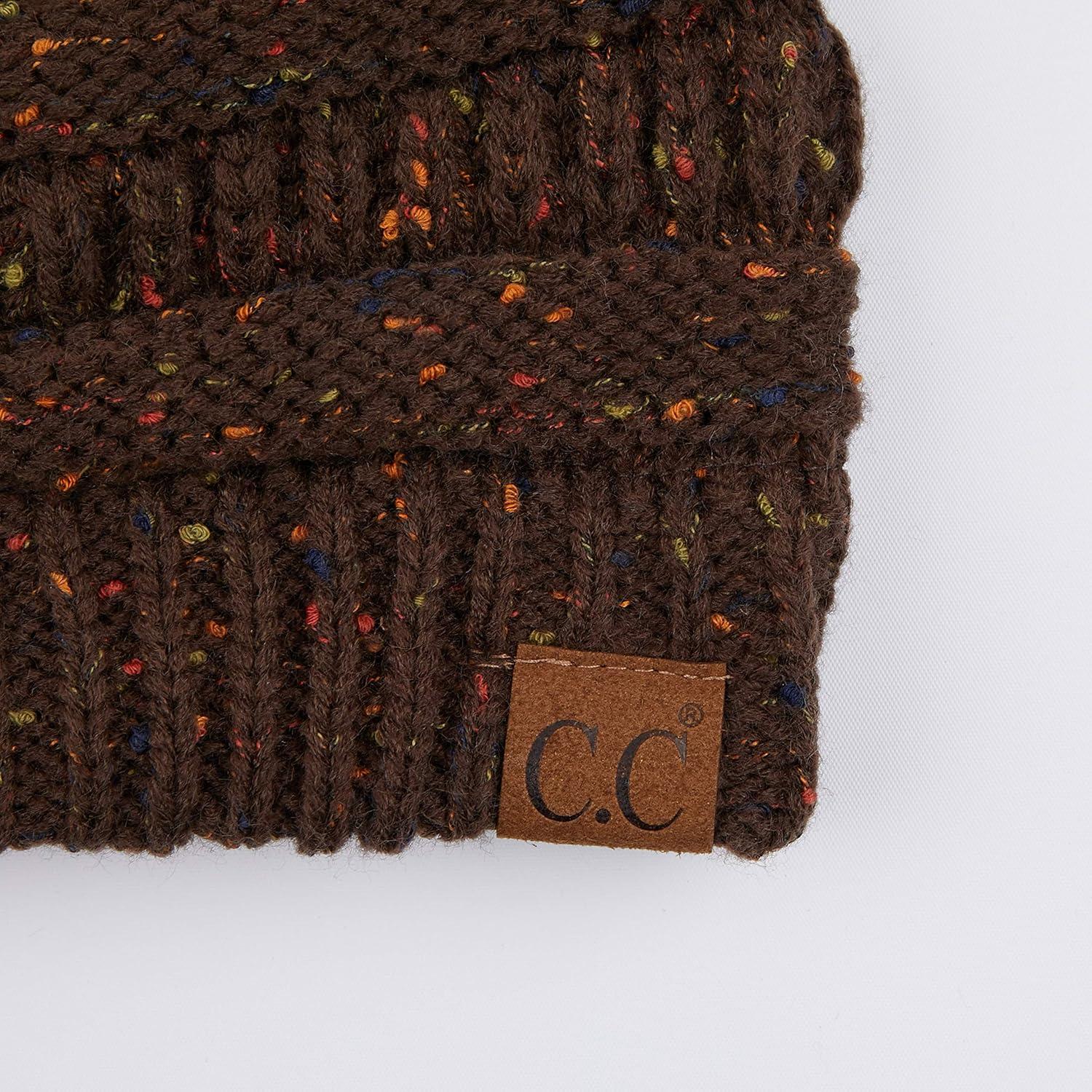 imageCC Unisex Ribbed Confetti Knit Beanie HAT33Brown