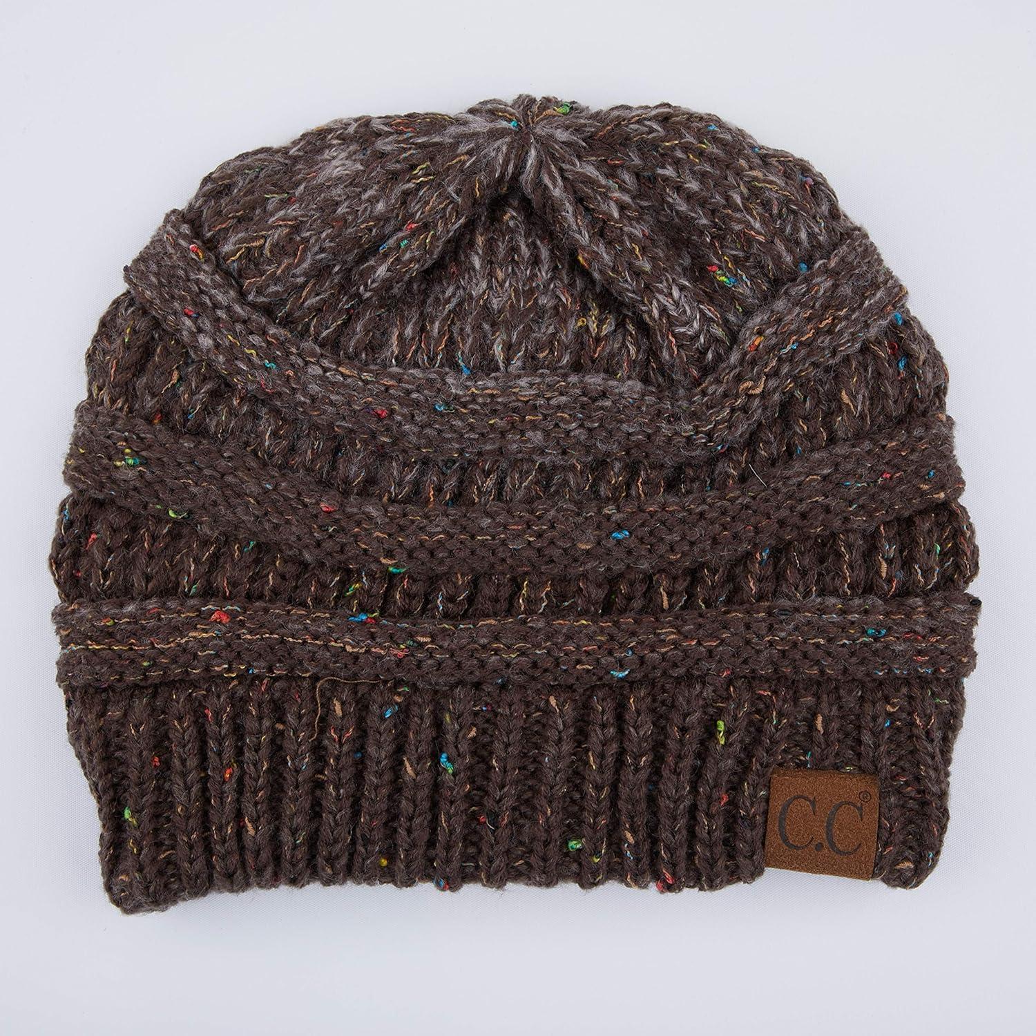 imageCC Unisex Ribbed Confetti Knit Beanie HAT33Brown Ombre