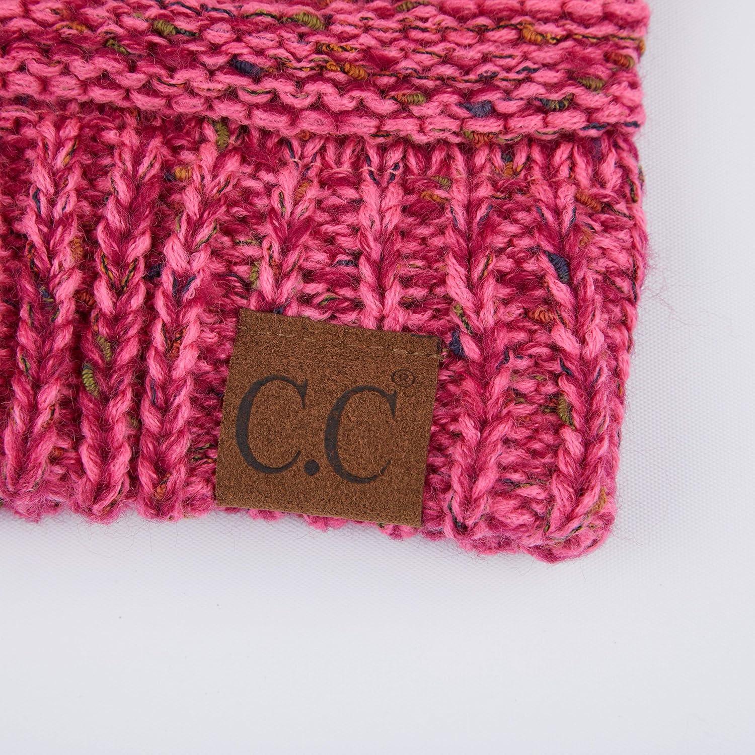 imageCC Unisex Ribbed Confetti Knit Beanie HAT33Bubble Gum Pink Pom