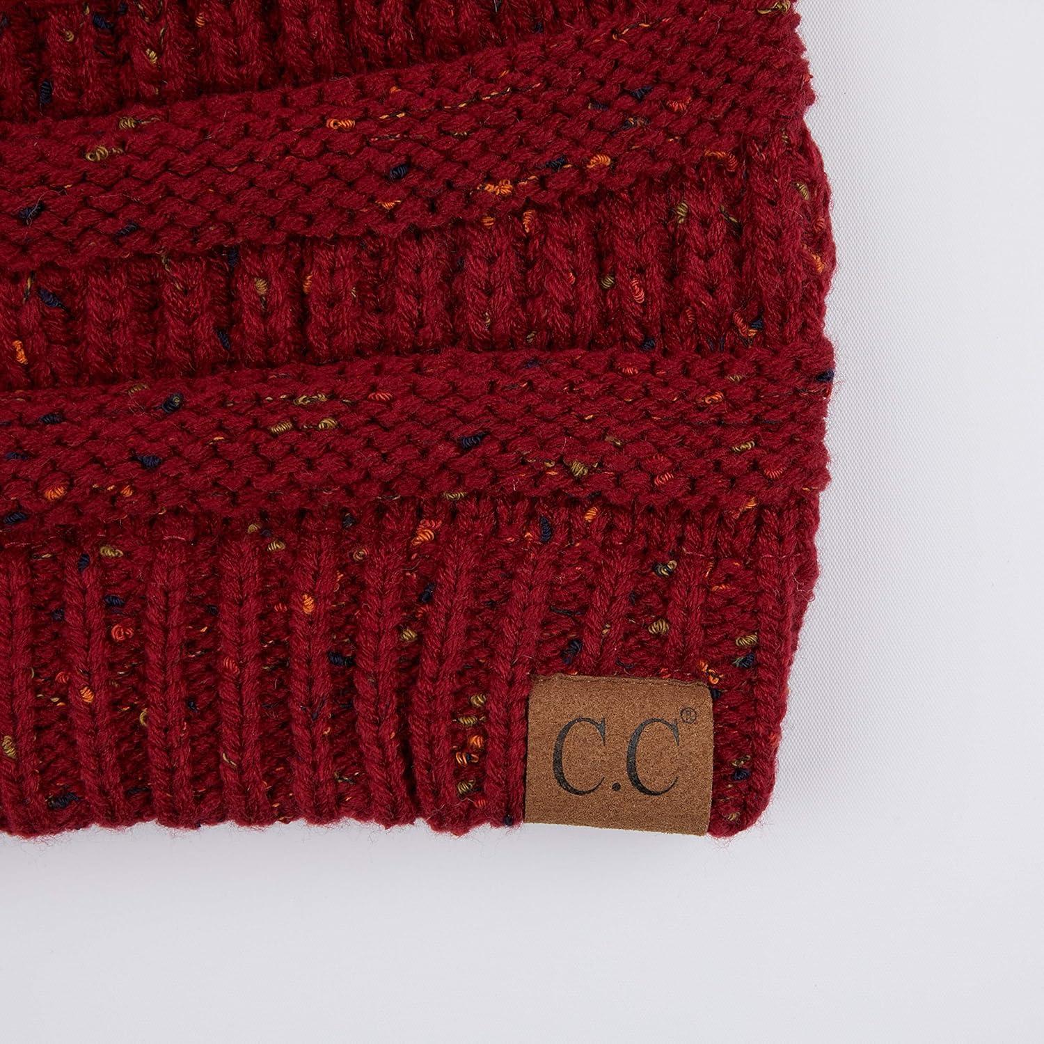imageCC Unisex Ribbed Confetti Knit Beanie HAT33Burgundy