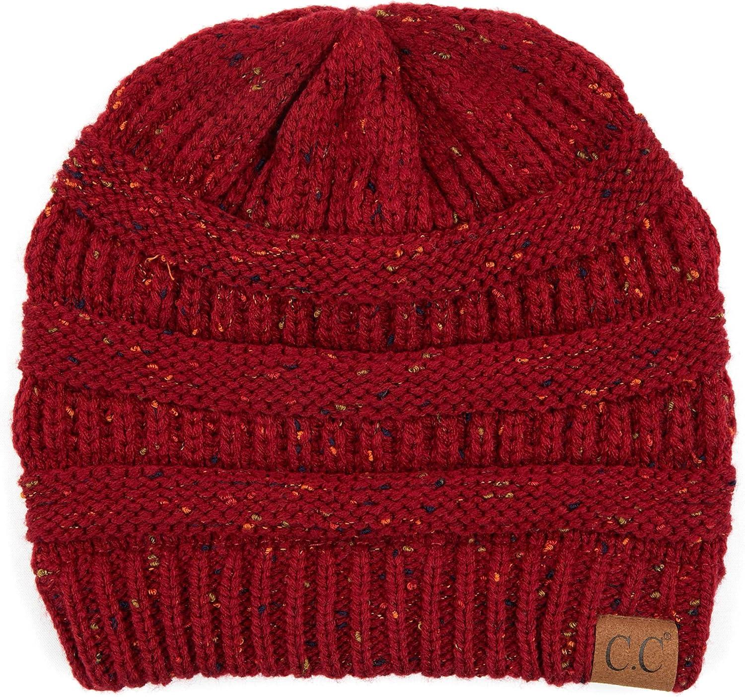 imageCC Unisex Ribbed Confetti Knit Beanie HAT33Burgundy