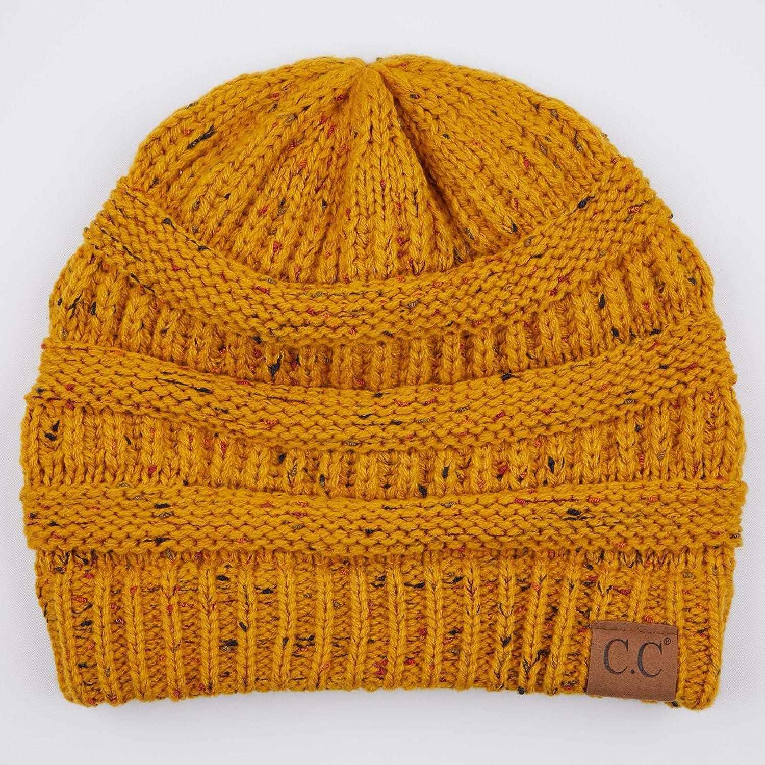 imageCC Unisex Ribbed Confetti Knit Beanie HAT33Mustard