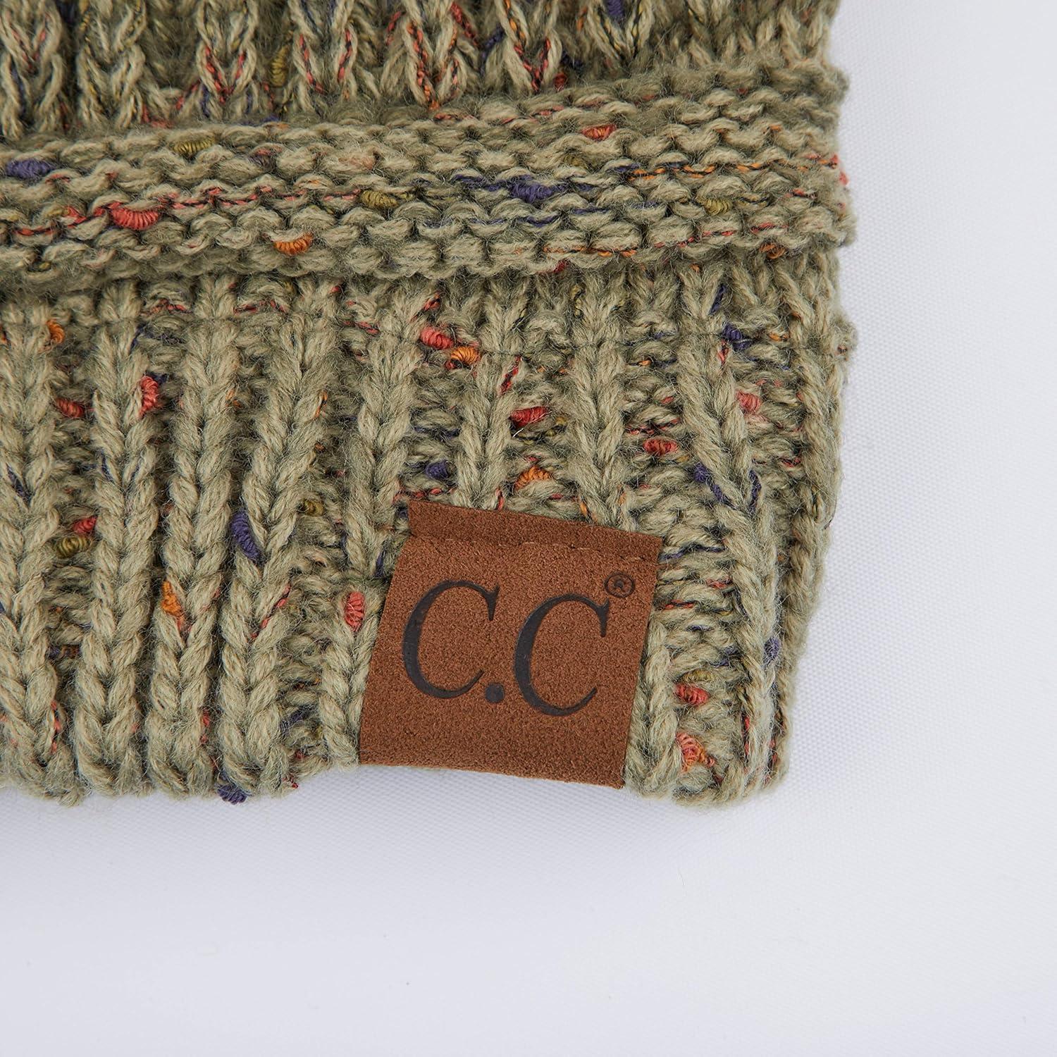 imageCC Unisex Ribbed Confetti Knit Beanie HAT33Sage Pom