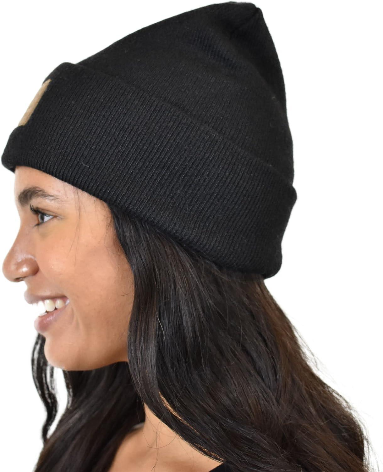 imageCC Unisex Soft Warm Acrylic Knit Cuffed Recycled Yarn BeanieBlack