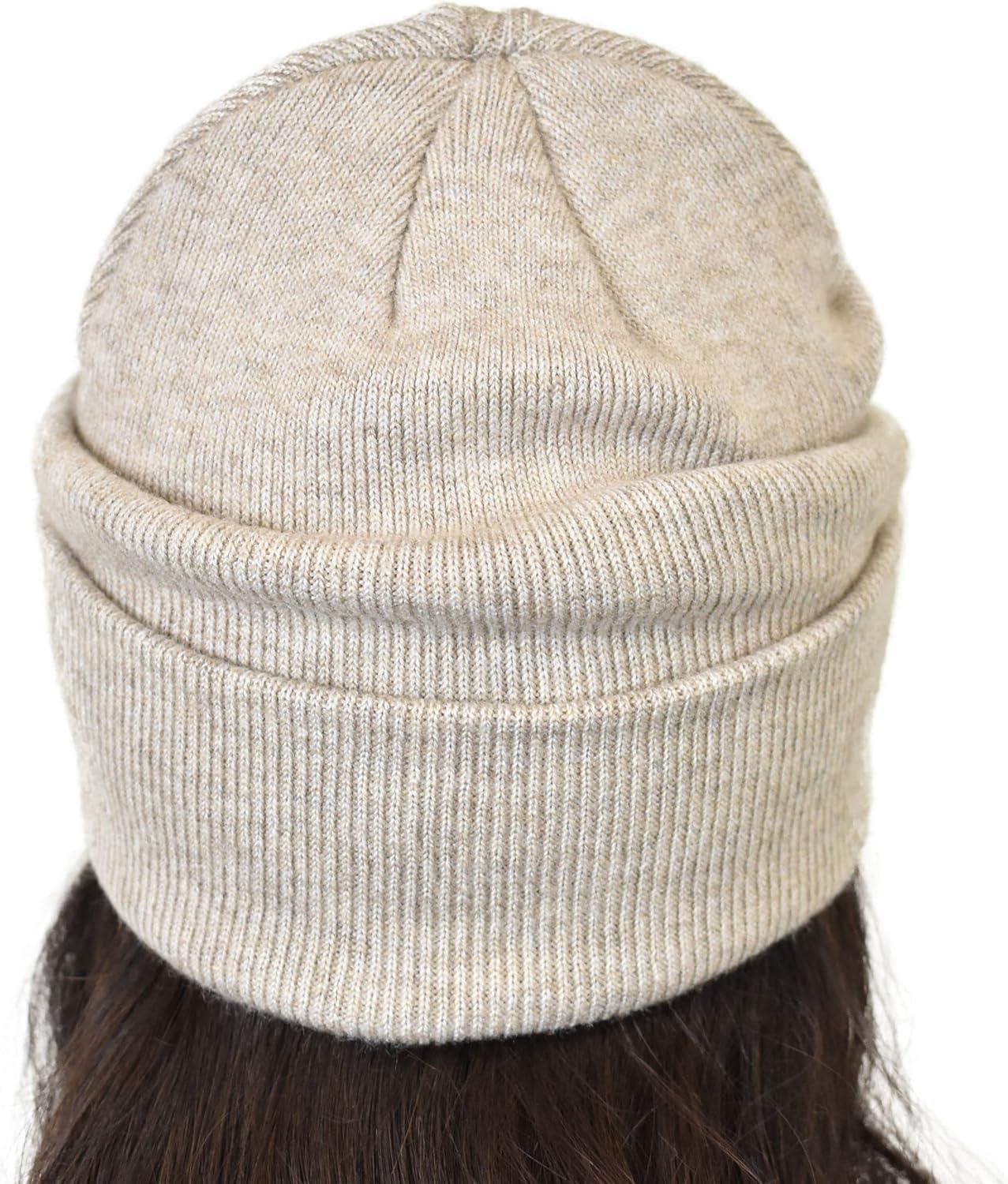 imageCC Unisex Soft Warm Acrylic Knit Cuffed Recycled Yarn BeanieHeather Beige