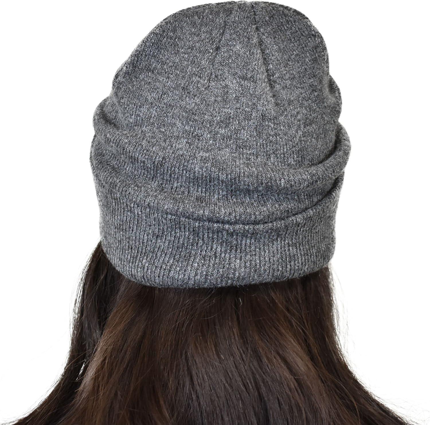 imageCC Unisex Soft Warm Acrylic Knit Cuffed Recycled Yarn BeanieHeather Charcoal
