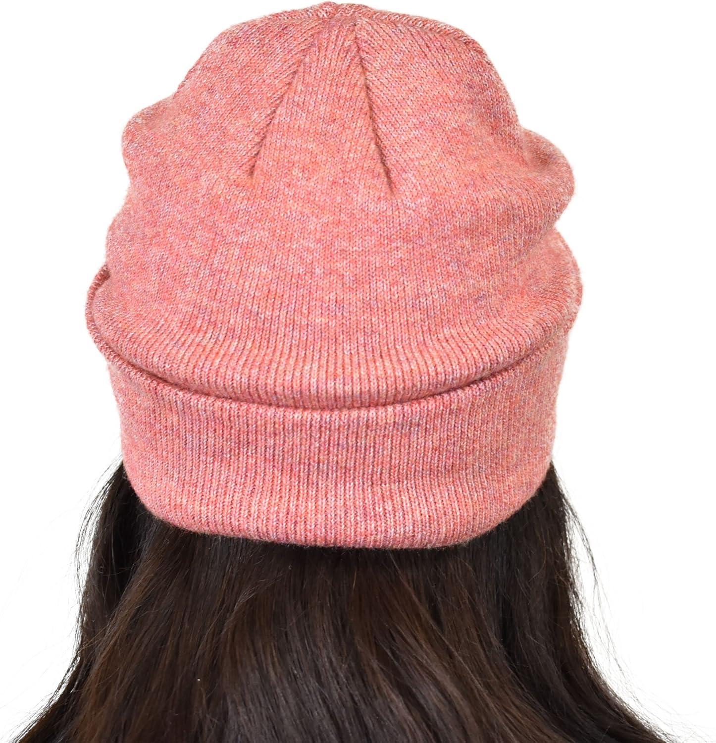 imageCC Unisex Soft Warm Acrylic Knit Cuffed Recycled Yarn BeanieHeather Strawberry