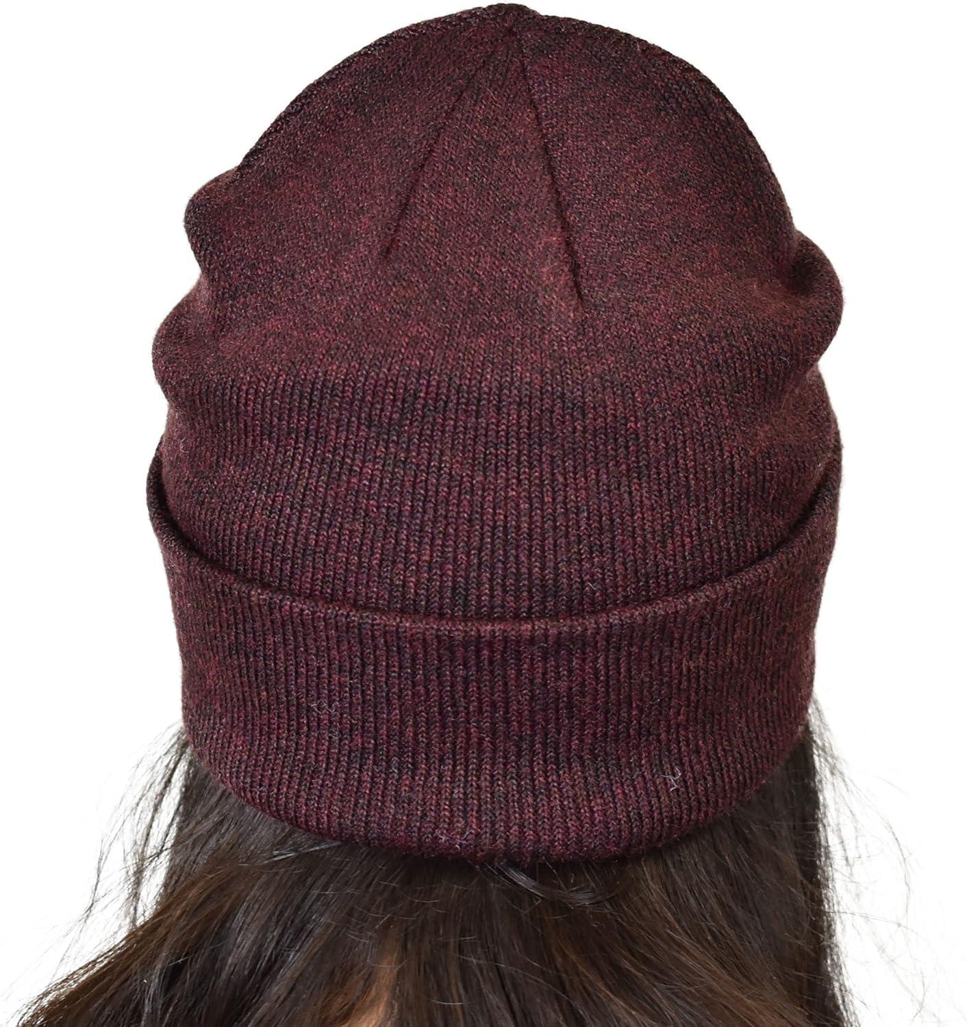 imageCC Unisex Soft Warm Acrylic Knit Cuffed Recycled Yarn BeanieHeather Wine