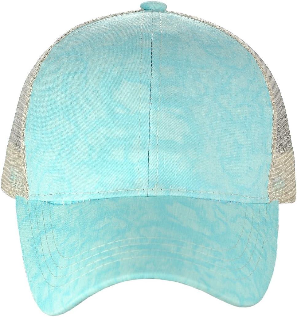 imageCC Unisex Tie Dye Pattern Front Panel Adjustable Mesh Trucker Baseball CapBaby Blue