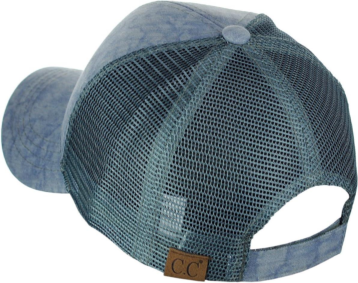 imageCC Unisex Tie Dye Pattern Front Panel Adjustable Mesh Trucker Baseball CapDenim
