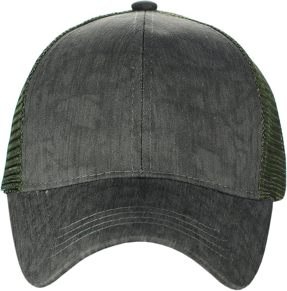 imageCC Unisex Tie Dye Pattern Front Panel Adjustable Mesh Trucker Baseball CapOlive