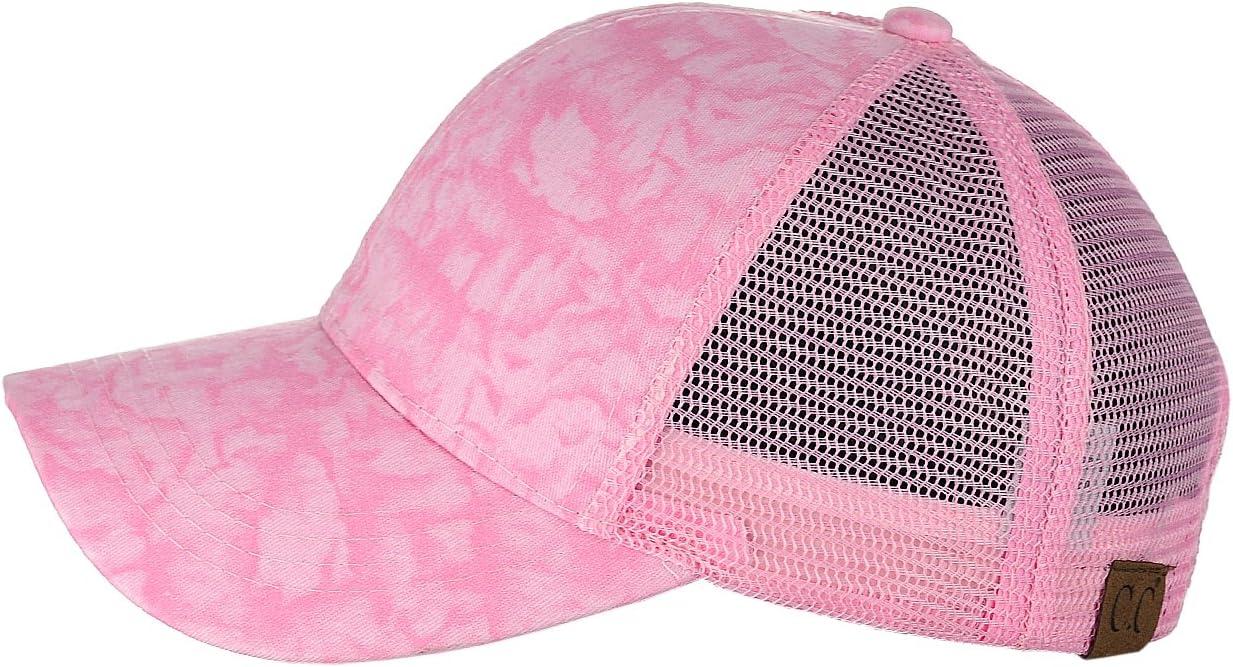 imageCC Unisex Tie Dye Pattern Front Panel Adjustable Mesh Trucker Baseball CapPink