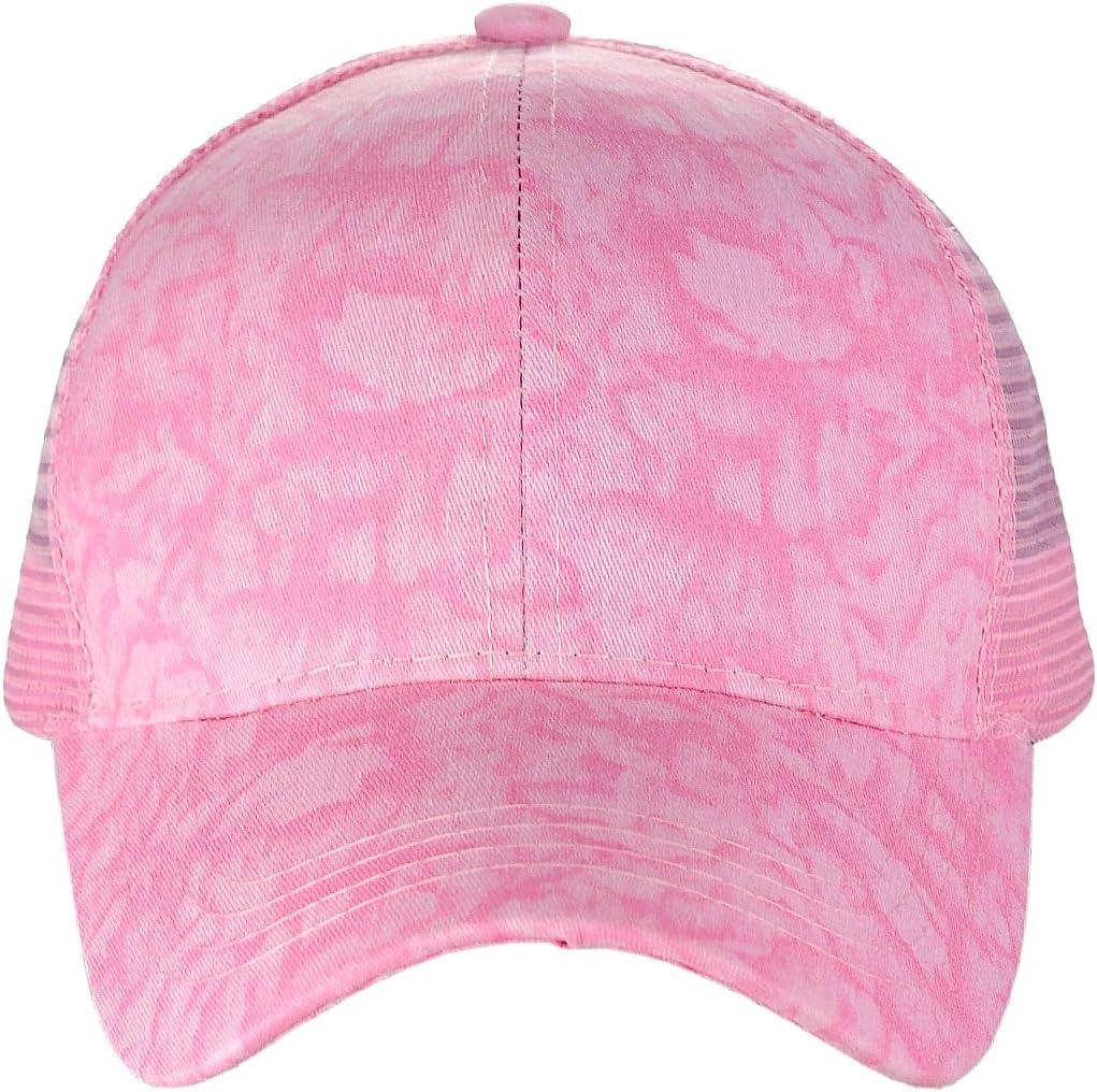 imageCC Unisex Tie Dye Pattern Front Panel Adjustable Mesh Trucker Baseball CapPink