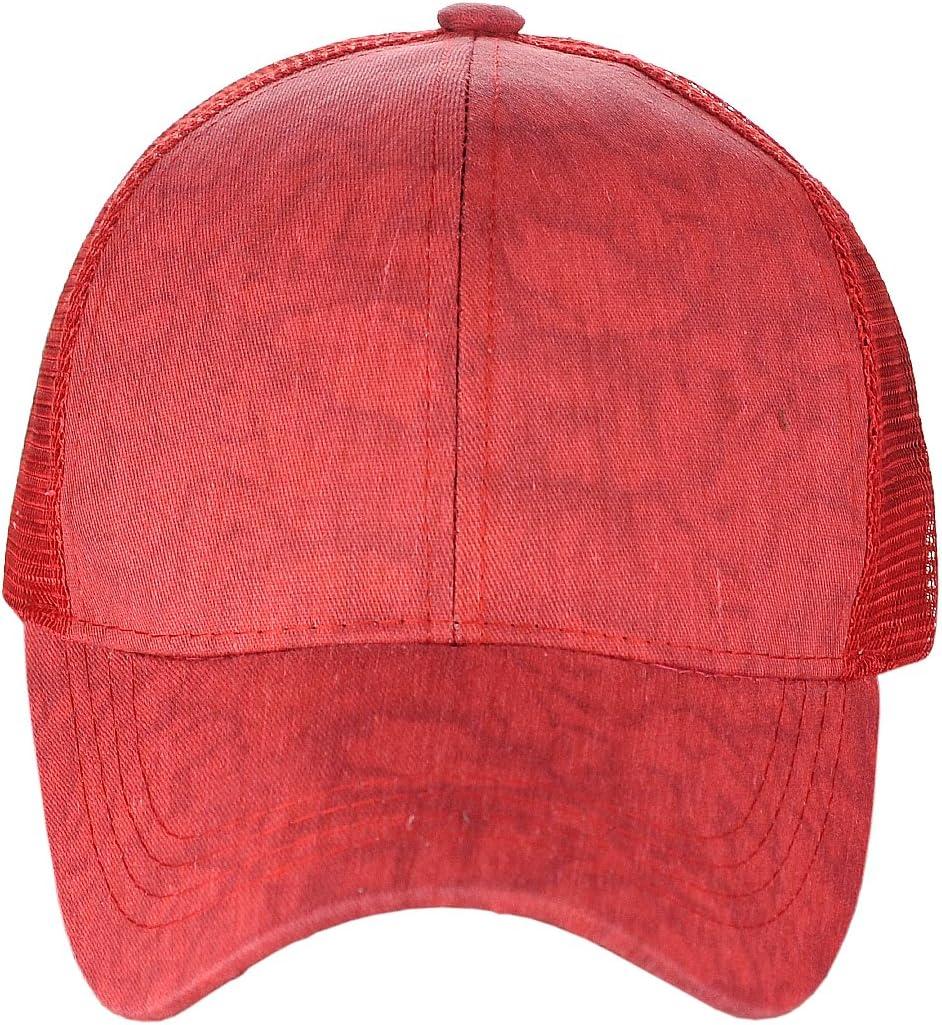 imageCC Unisex Tie Dye Pattern Front Panel Adjustable Mesh Trucker Baseball CapRed