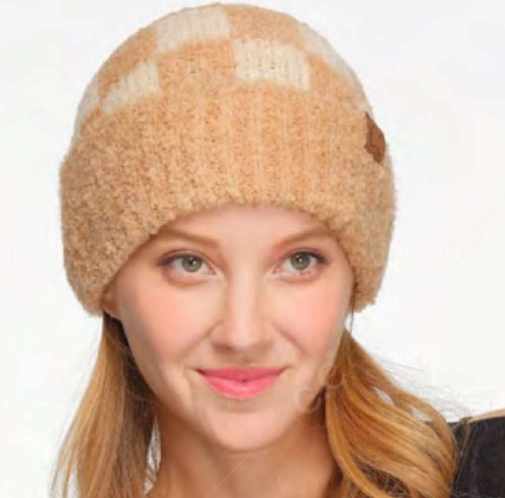 imageCC Unisex Warm Soft Recycled Yarn Skully BeanieCheckered OliveBrown