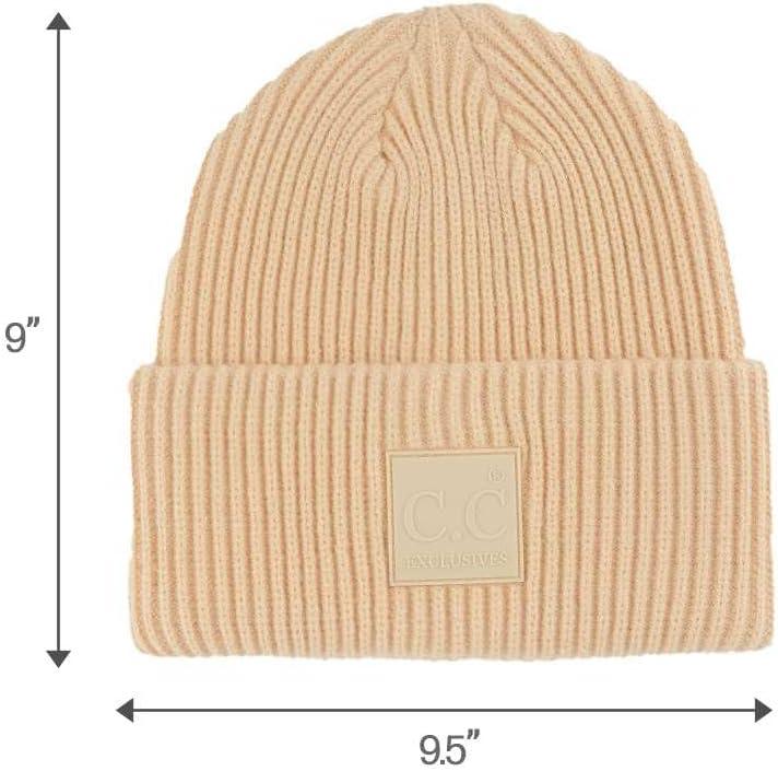 imageCC Unisex Winter Thick Knit Plain Cuff Skull Cap Beanie HatBeige