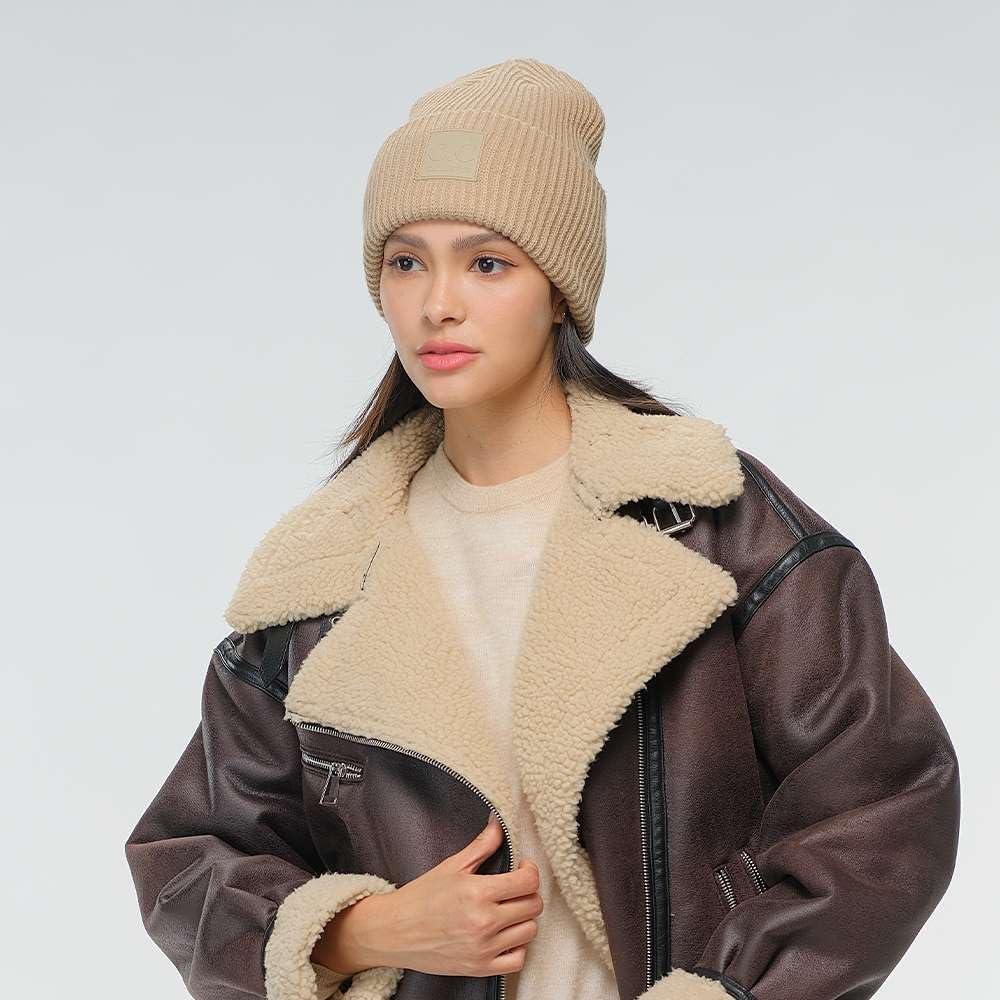 imageCC Unisex Winter Thick Knit Plain Cuff Skull Cap Beanie HatBeige
