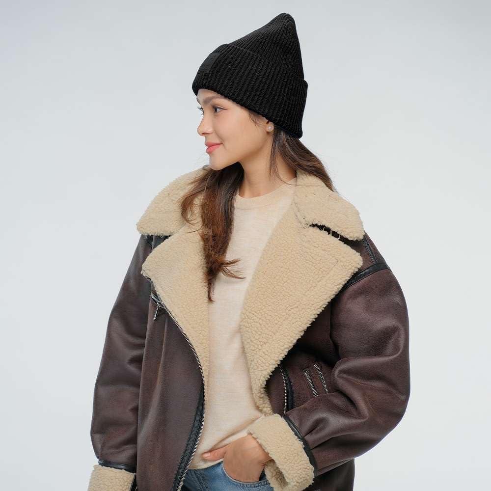 imageCC Unisex Winter Thick Knit Plain Cuff Skull Cap Beanie HatBlack