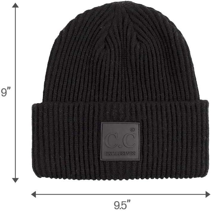 imageCC Unisex Winter Thick Knit Plain Cuff Skull Cap Beanie HatBlack
