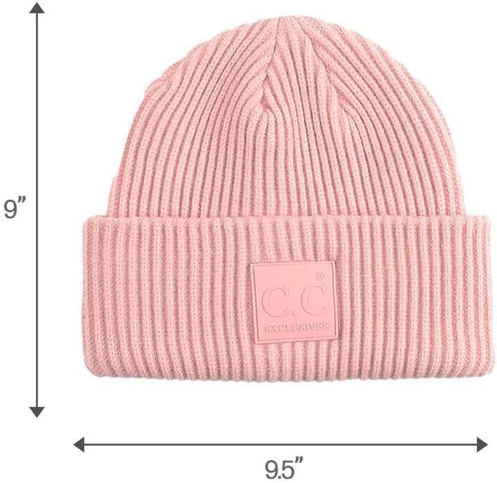 imageCC Unisex Winter Thick Knit Plain Cuff Skull Cap Beanie HatBlush Pink