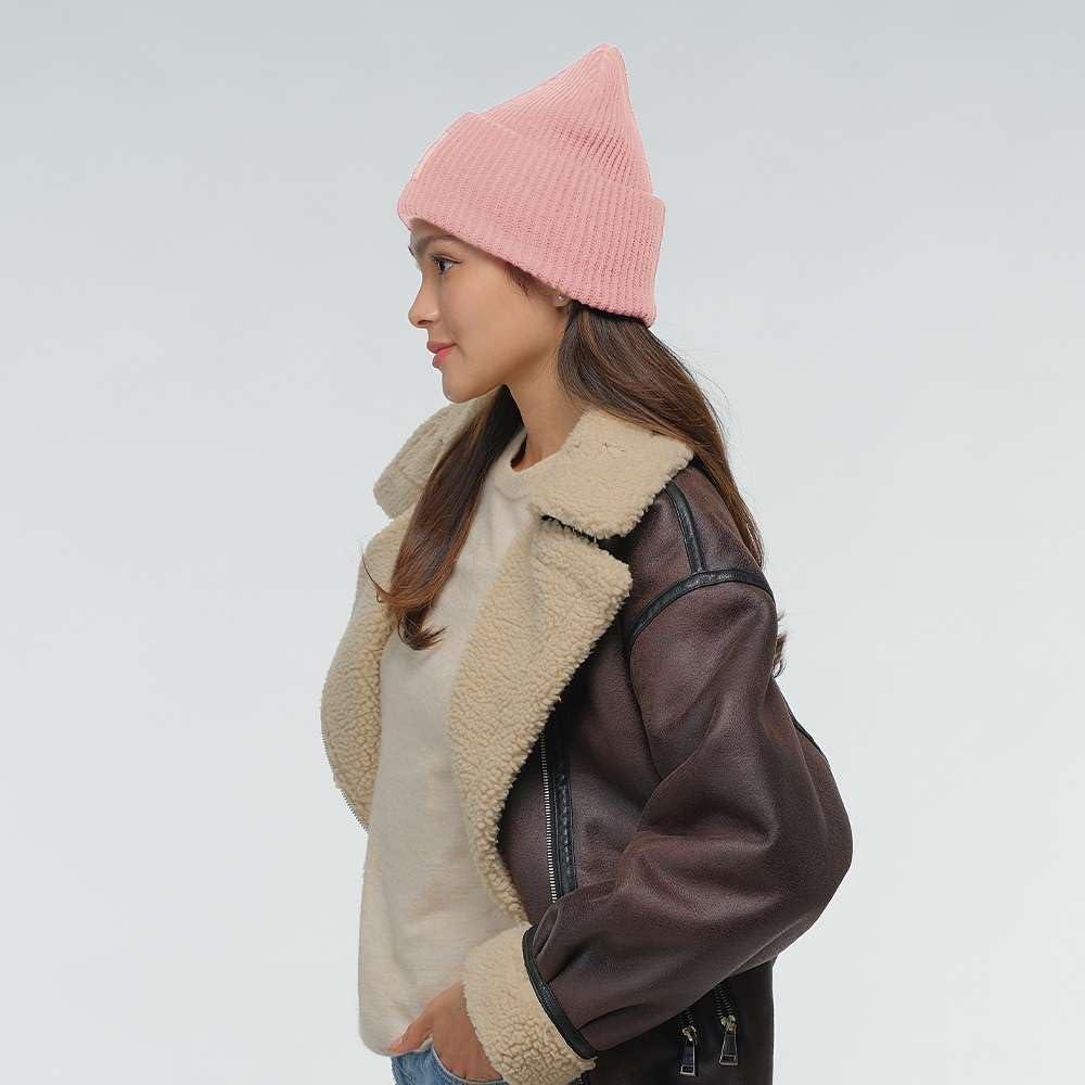 imageCC Unisex Winter Thick Knit Plain Cuff Skull Cap Beanie HatBlush Pink