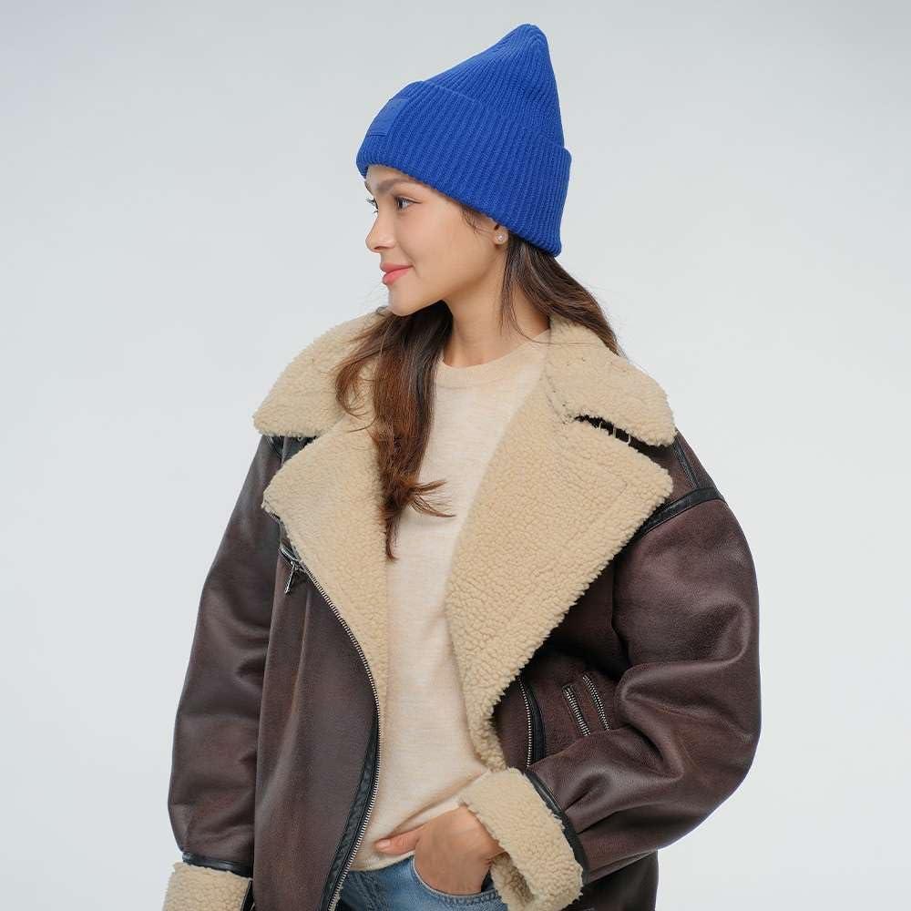 imageCC Unisex Winter Thick Knit Plain Cuff Skull Cap Beanie HatCobalt Blue