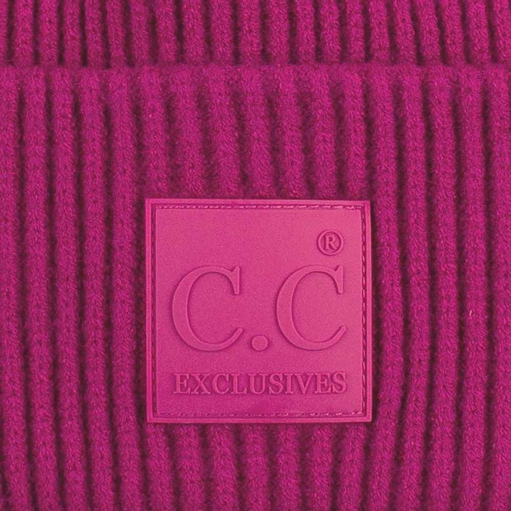 imageCC Unisex Winter Thick Knit Plain Cuff Skull Cap Beanie HatHot Pink
