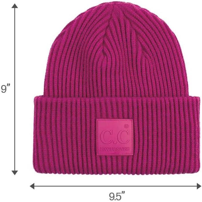 imageCC Unisex Winter Thick Knit Plain Cuff Skull Cap Beanie HatHot Pink