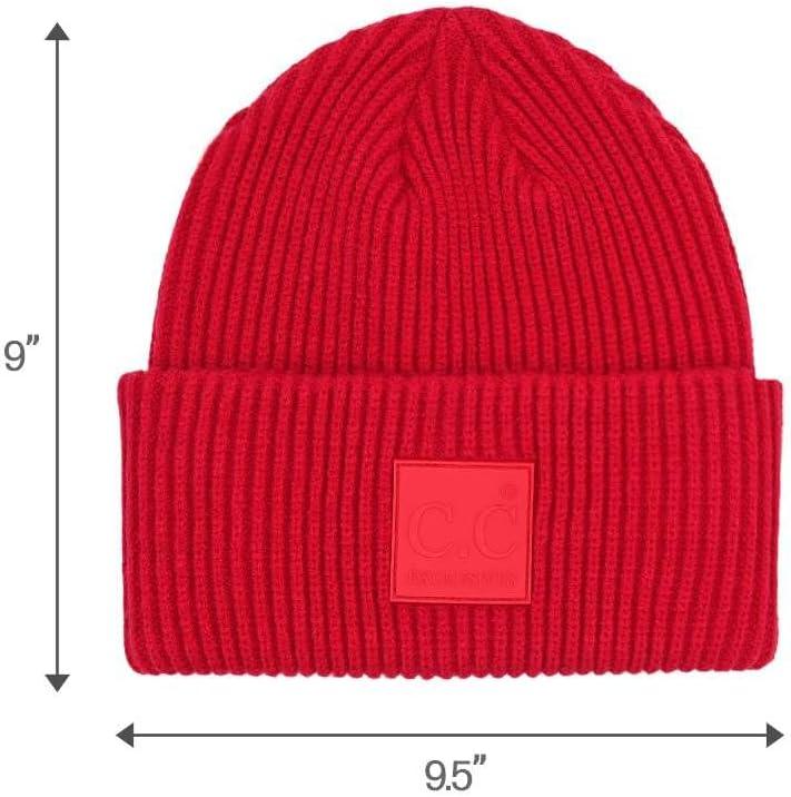 imageCC Unisex Winter Thick Knit Plain Cuff Skull Cap Beanie HatRed