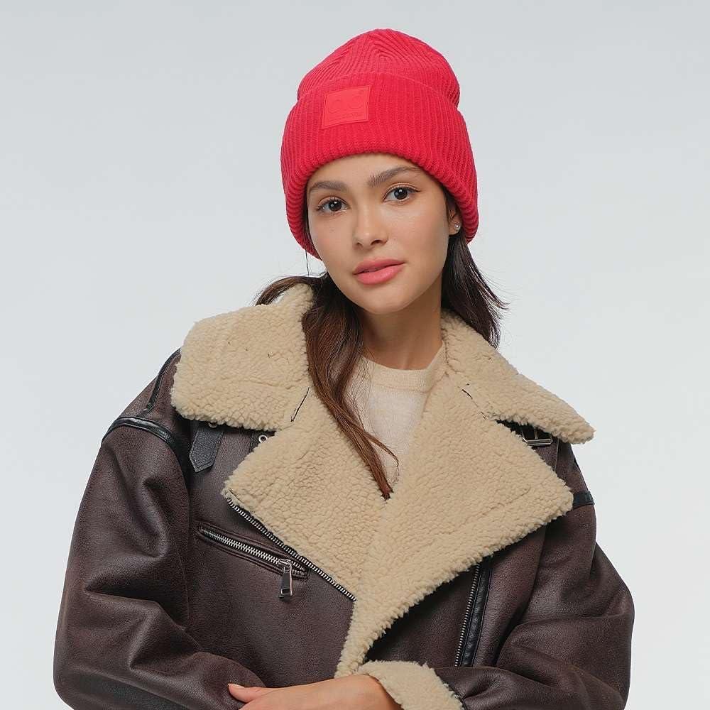 imageCC Unisex Winter Thick Knit Plain Cuff Skull Cap Beanie HatRed