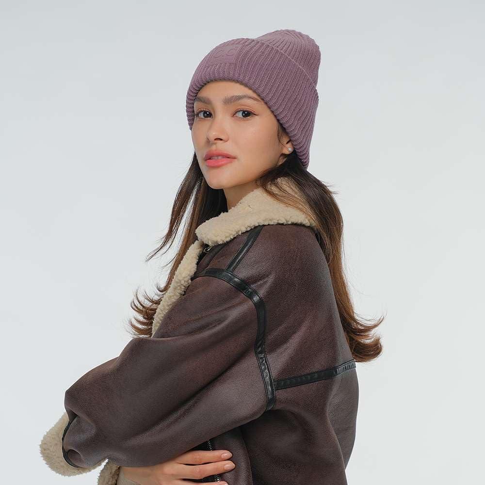 imageCC Unisex Winter Thick Knit Plain Cuff Skull Cap Beanie HatViolet