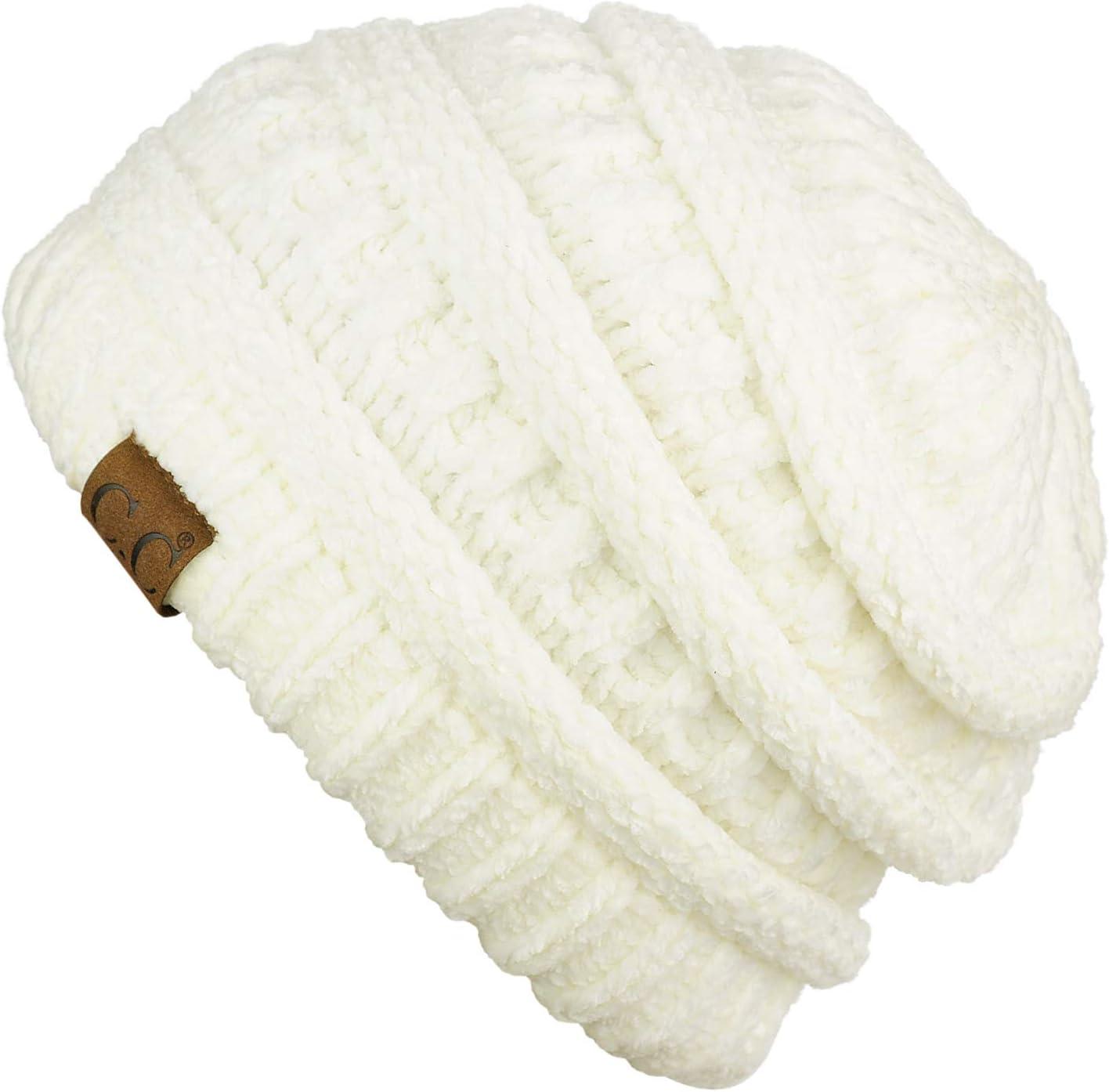 imageCC Womens Chenille Soft Warm Thick Knit Beanie Cap HatIvory