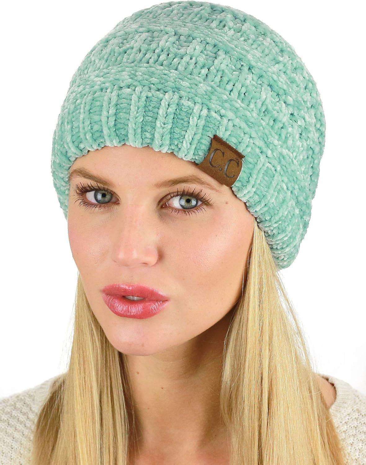 imageCC Womens Chenille Soft Warm Thick Knit Beanie Cap HatMint