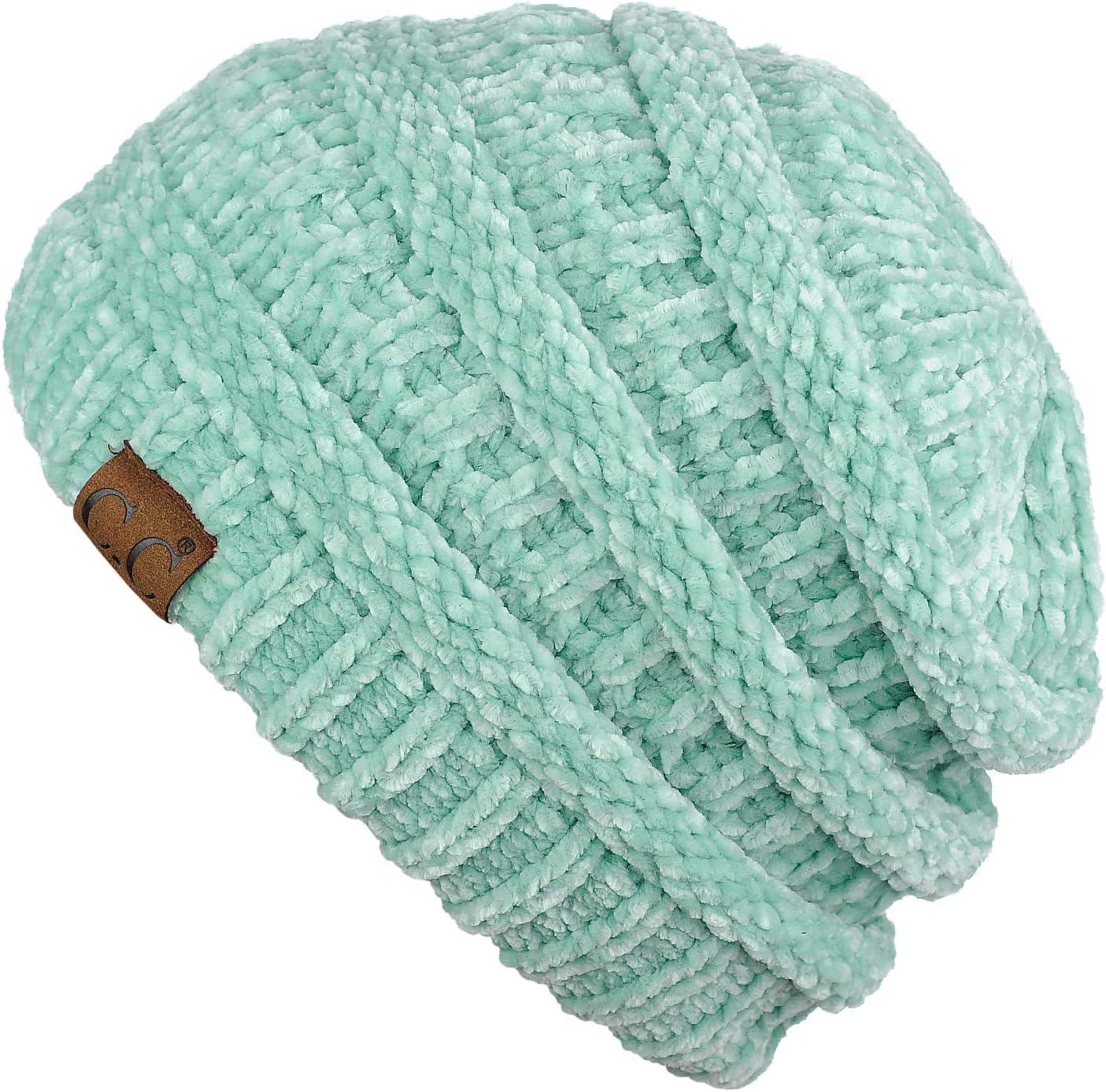 imageCC Womens Chenille Soft Warm Thick Knit Beanie Cap HatMint