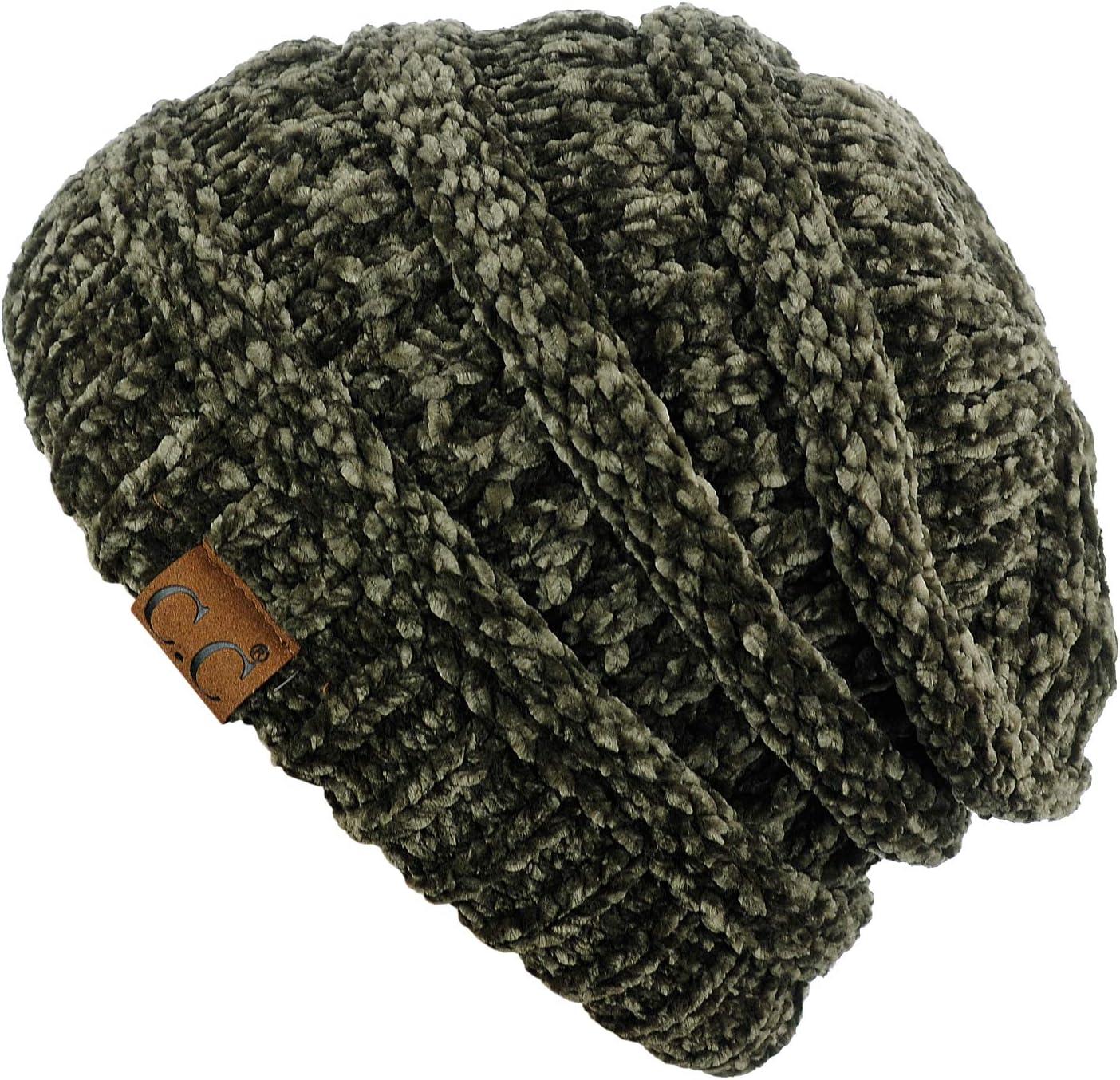 imageCC Womens Chenille Soft Warm Thick Knit Beanie Cap HatNew Olive