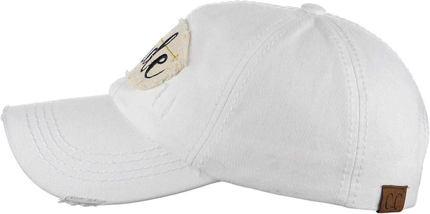 imageCC Womens Distressed Vintage Embroidered Patched Bridal Shower Baseball CapBrideWhite