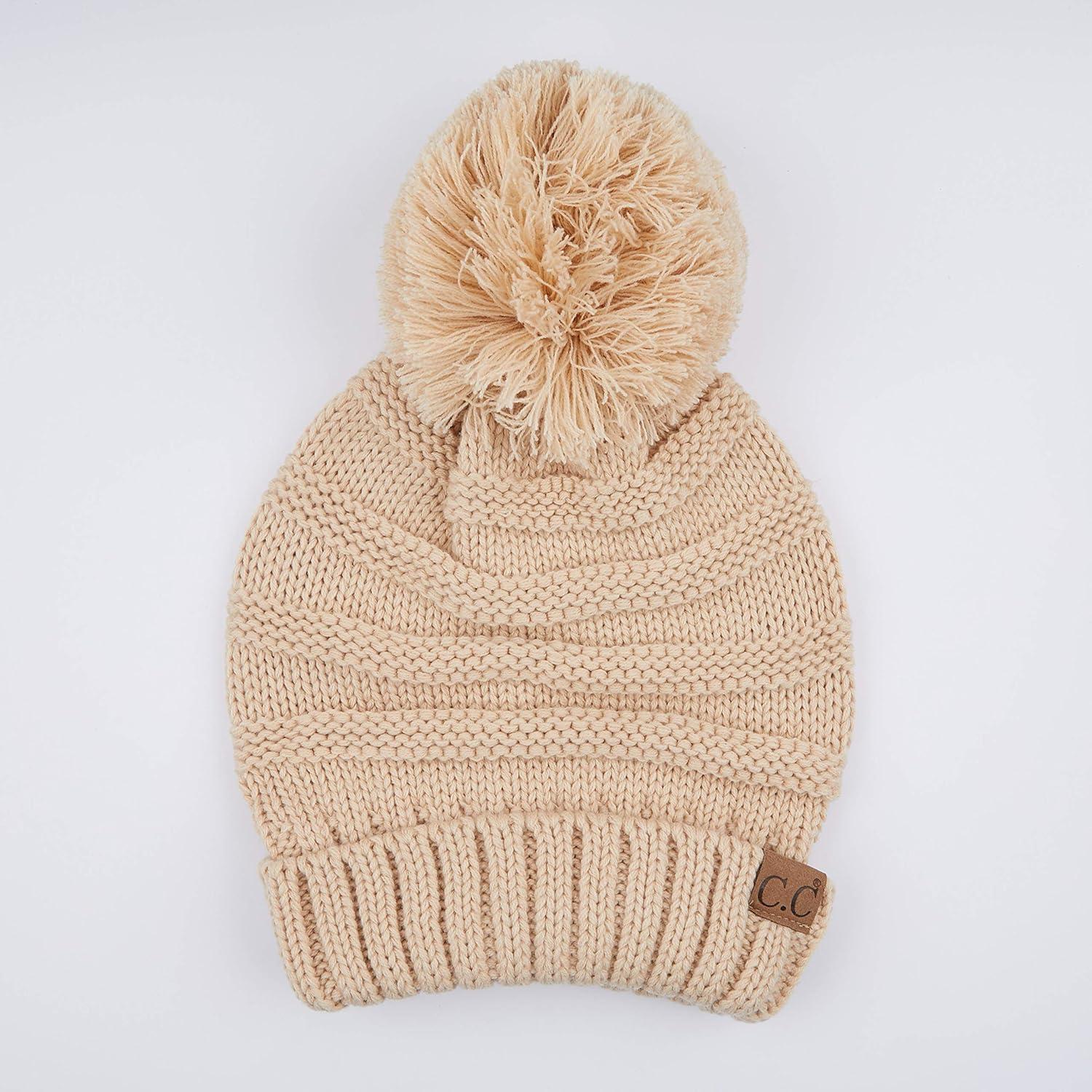 imageHatsandscarf CC Exclusives Unisex Oversized Slouchy Beanie with Pom HAT100POM Amazon New Beige