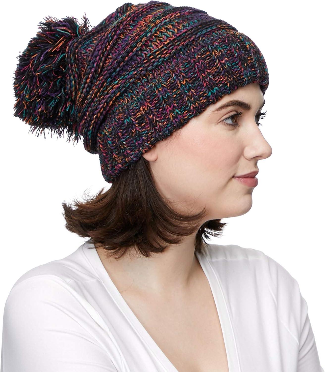 imageHatsandscarf CC Exclusives Unisex Oversized Slouchy Beanie with Pom HAT6242POM Black Multi Amazon