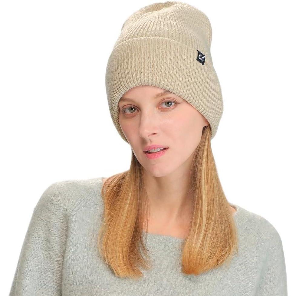 imageCC Beanie Mens and Womens Insulated Knit Cuffed BeanieBeige