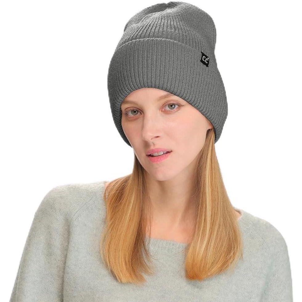 imageCC Beanie Mens and Womens Insulated Knit Cuffed BeanieLight Melange Grey