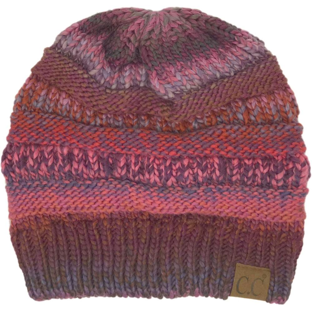 imageCC Classic Winter Fall Trendy Chunky Stretchy Cable Knit Beanie HatBurgundy Mix
