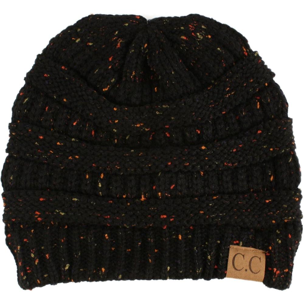 imageCC Classic Winter Fall Trendy Chunky Stretchy Cable Knit Beanie HatConfetti Black