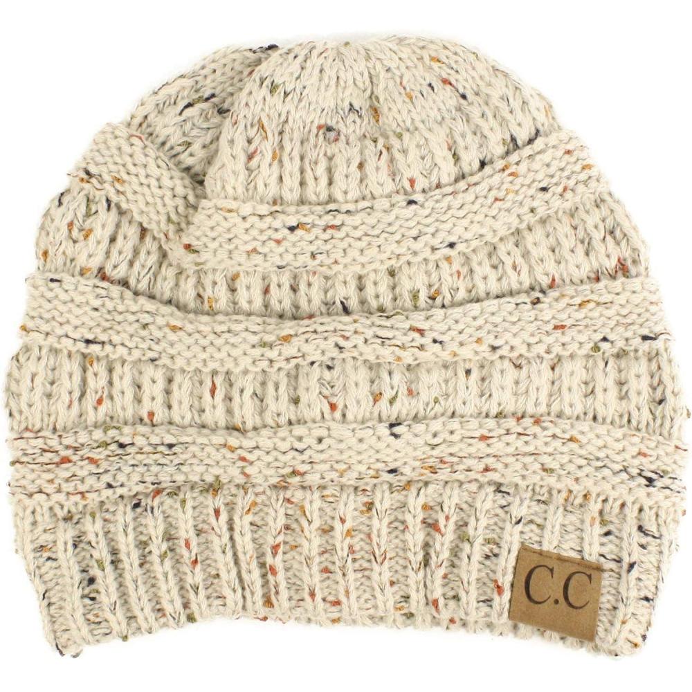 imageCC Classic Winter Fall Trendy Chunky Stretchy Cable Knit Beanie HatConfetti Oatmeal