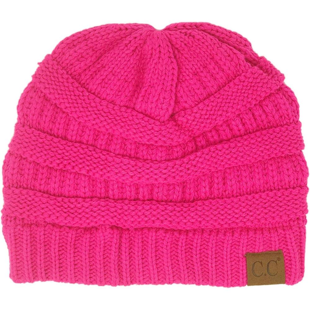 imageCC Classic Winter Fall Trendy Chunky Stretchy Cable Knit Beanie HatNeon Hot Pink