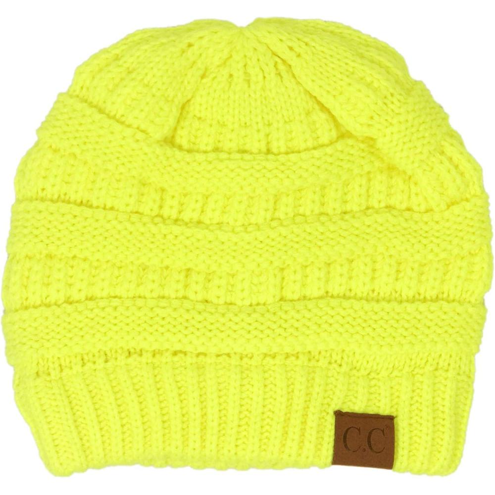 imageCC Classic Winter Fall Trendy Chunky Stretchy Cable Knit Beanie HatNeon Yellow